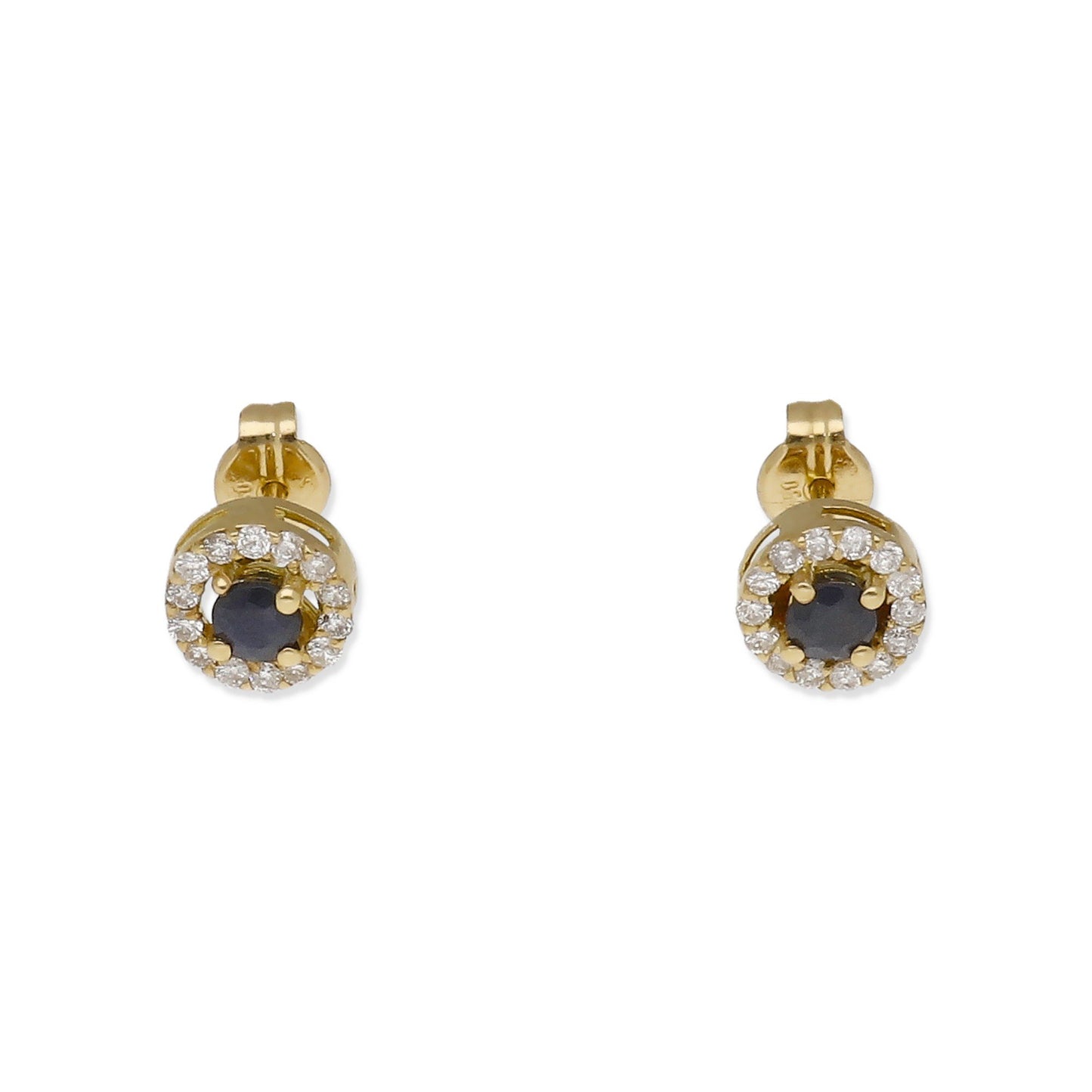 Pendientes Stella en Oro de 18K con Diamantes y Zafiro