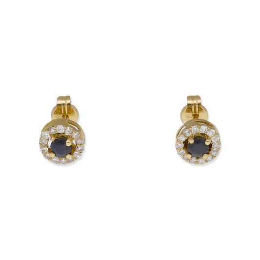 Pendientes Stella en Oro de 18K con Diamantes y Zafiro