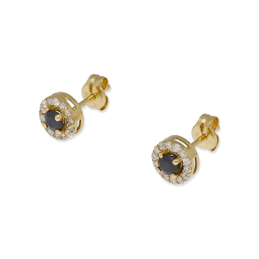 Pendientes Stella en Oro de 18K con Diamantes y Zafiro