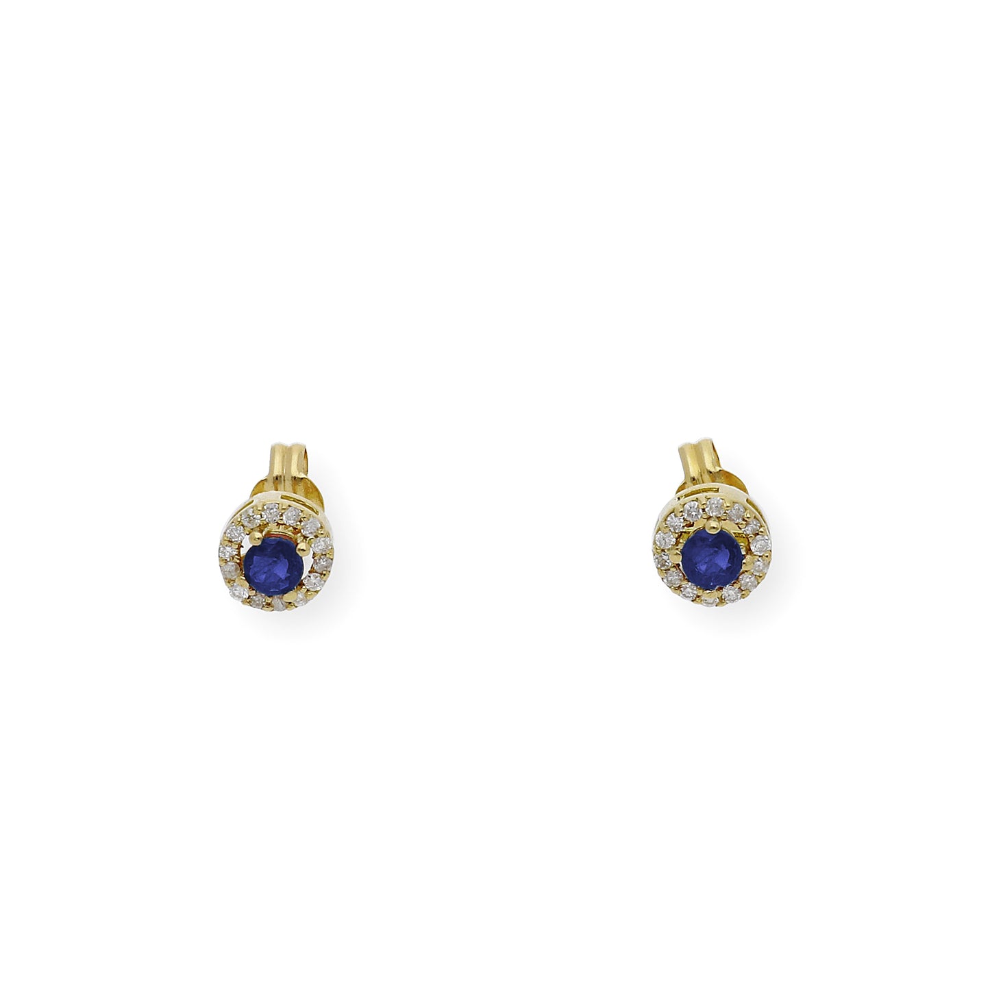 Pendientes Stella en Oro de 18K con Diamantes y Zafiro