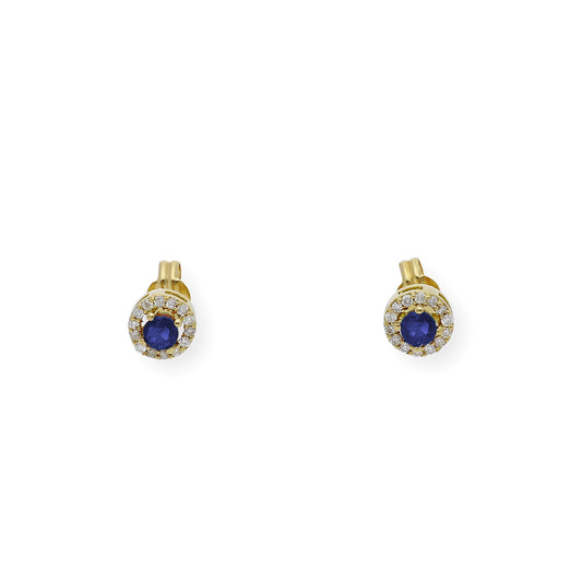 Pendientes Stella en Oro de 18K con Diamantes y Zafiro