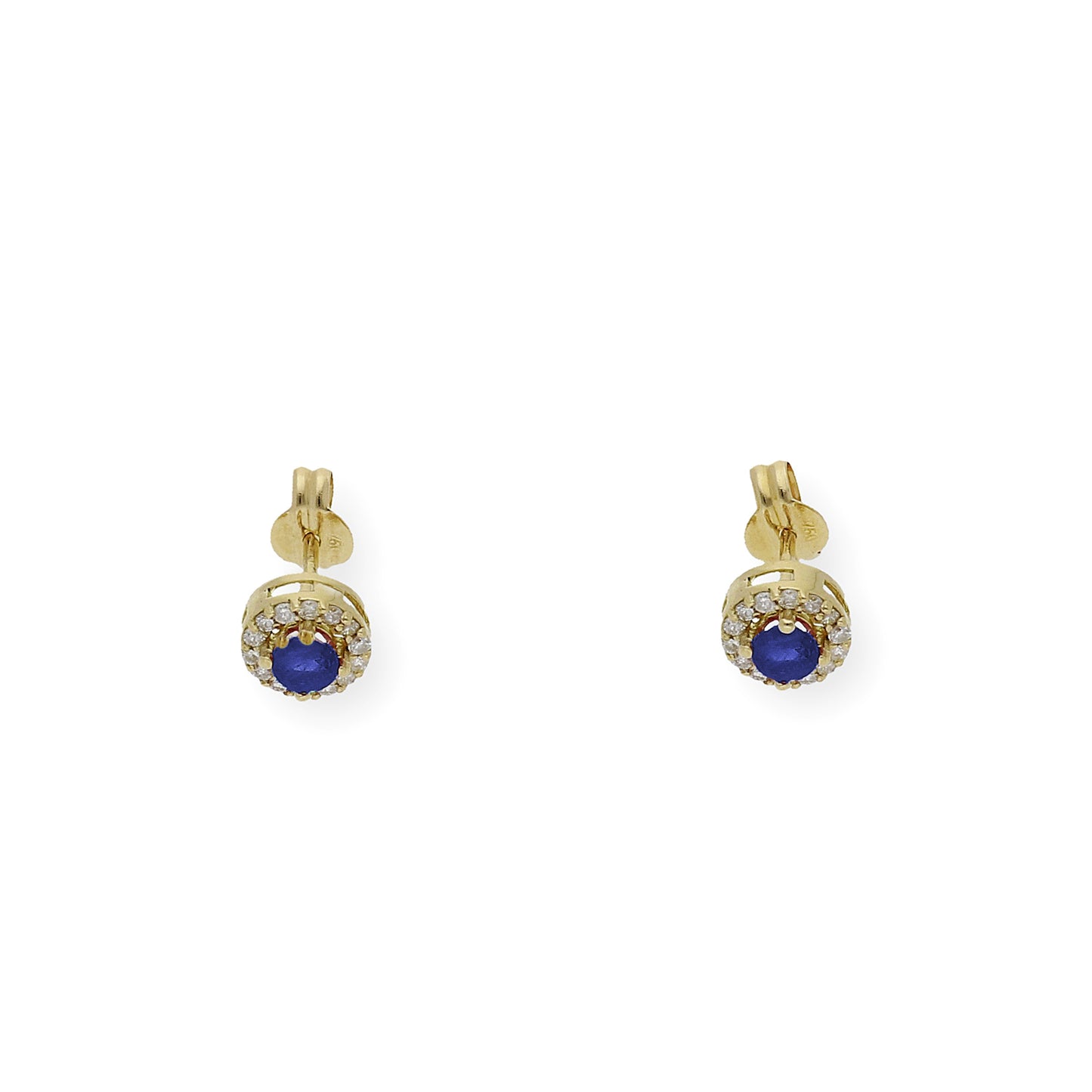 Pendientes Stella en Oro de 18K con Diamantes y Zafiro