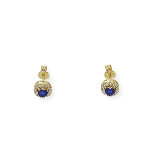 Pendientes Stella en Oro de 18K con Diamantes y Zafiro