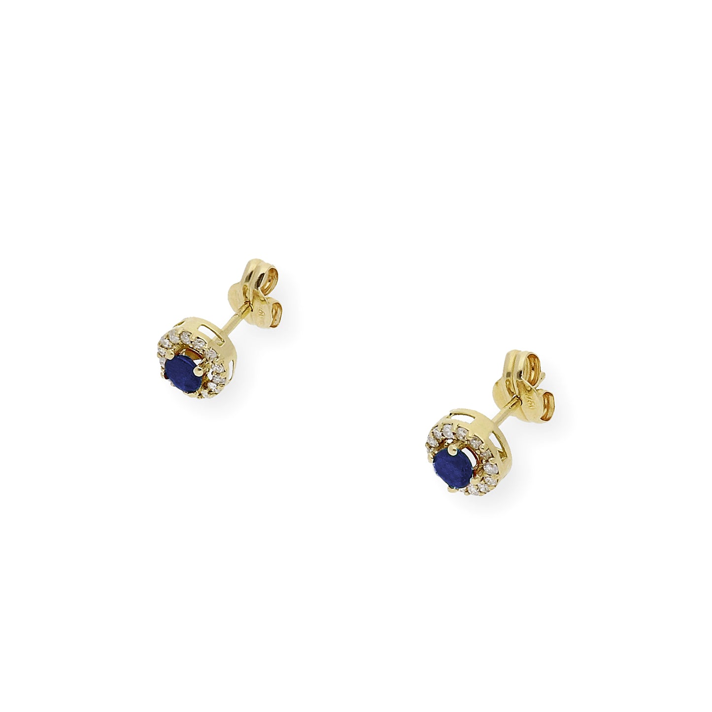 Pendientes Stella en Oro de 18K con Diamantes y Zafiro