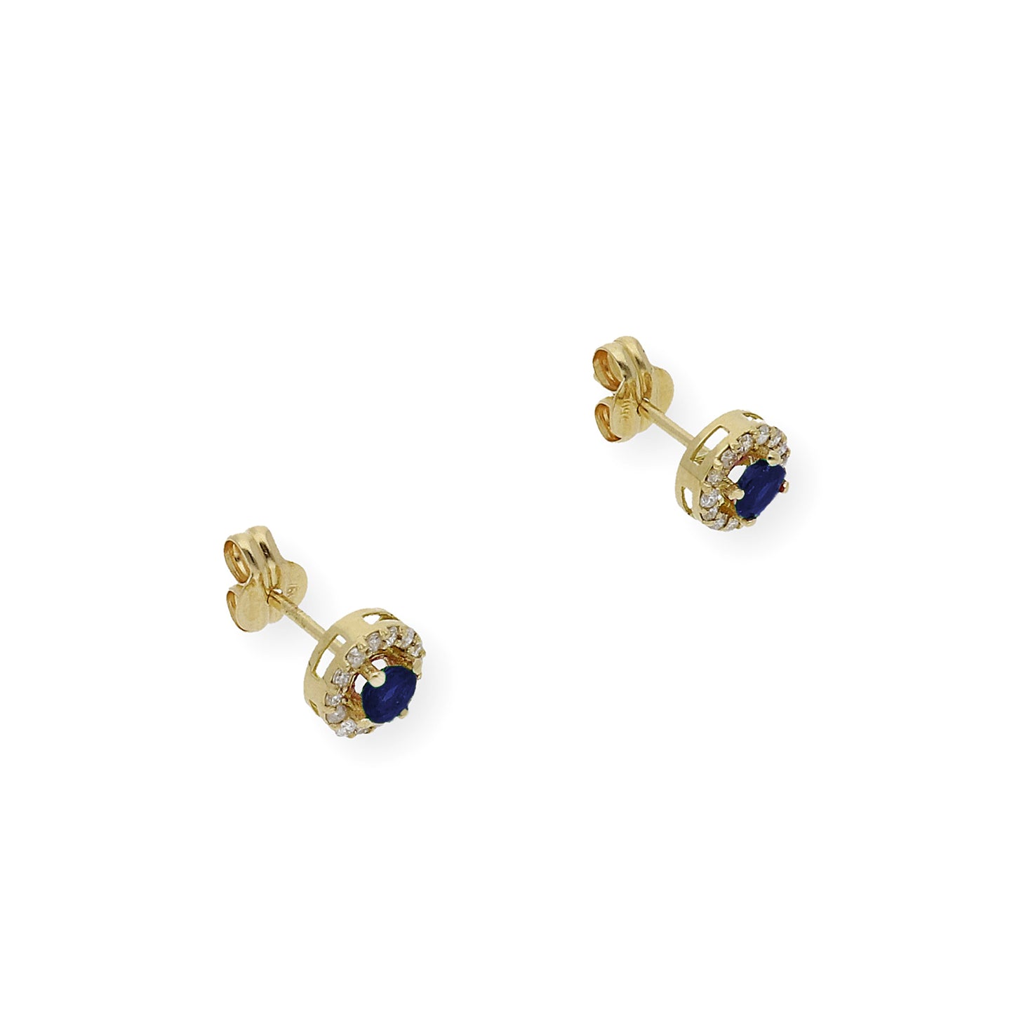 Pendientes Stella en Oro de 18K con Diamantes y Zafiro
