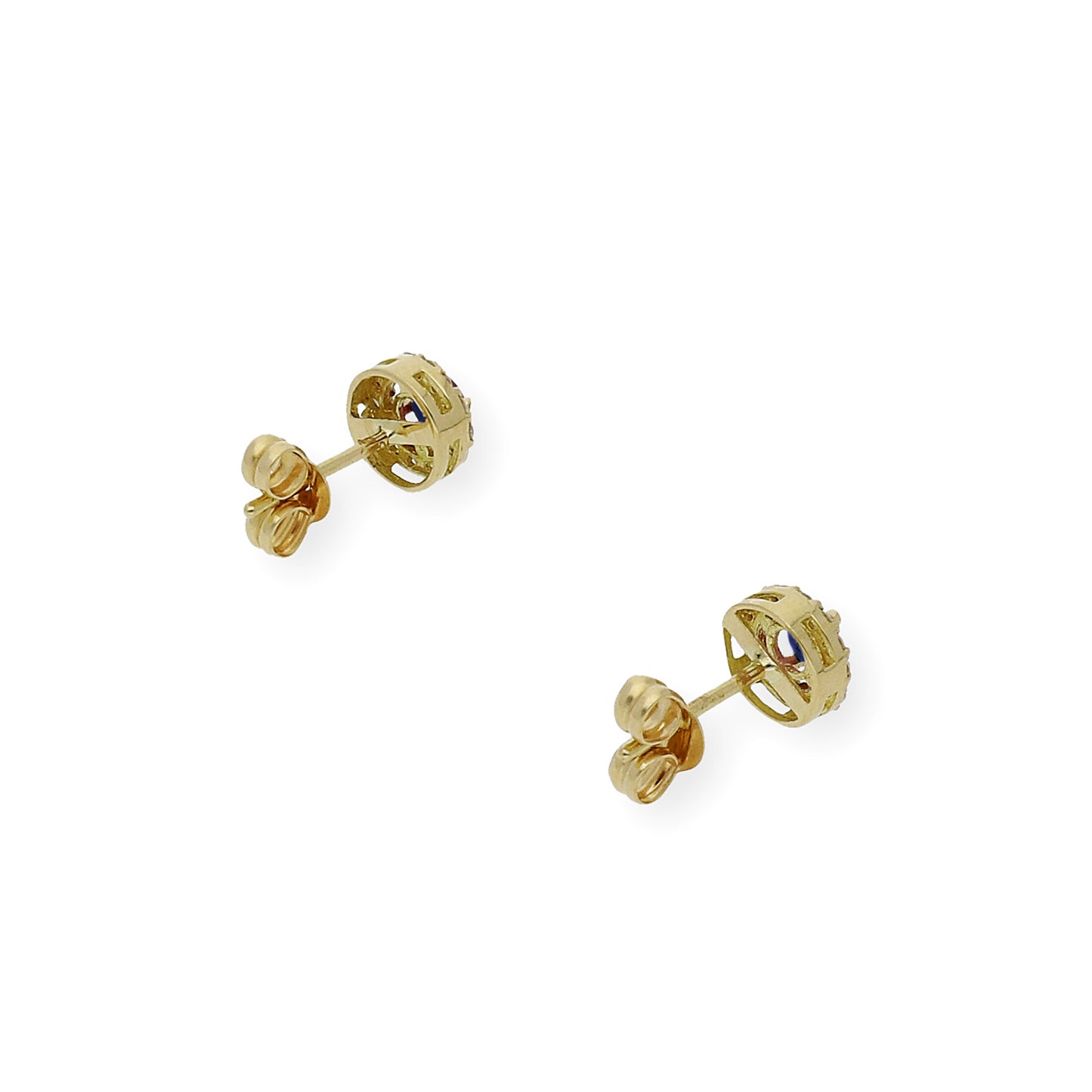 Pendientes Stella en Oro de 18K con Diamantes y Zafiro