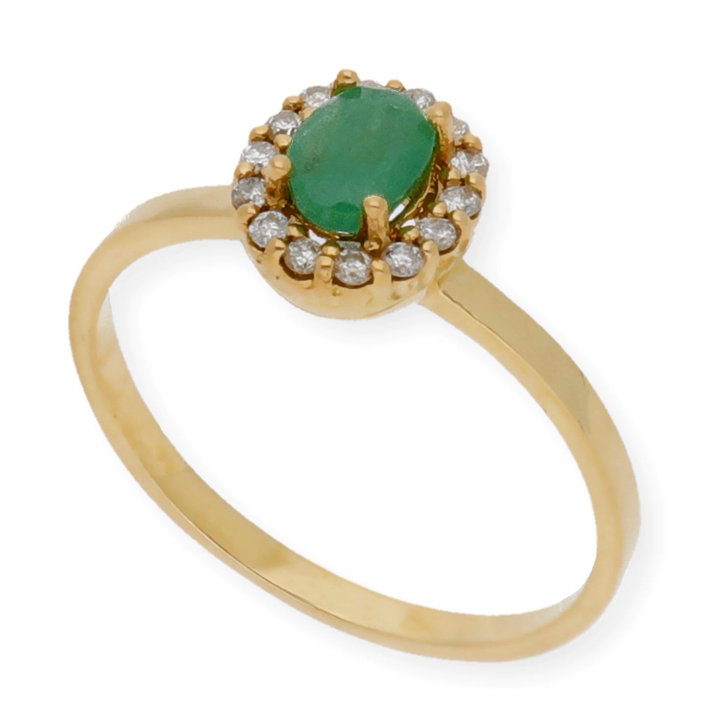 Anillo Lady Oro 18 k con Diamantes y Esmeralda