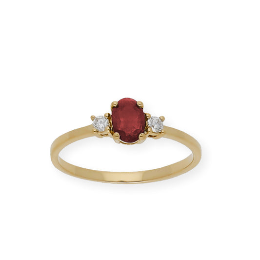 Anillo Mia Oro 18 k con Diamantes y Rubí
