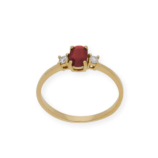 Anillo Mia Oro 18 k con Diamantes y Rubí