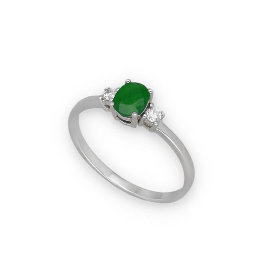 Anillo Mia en Oro 18K con Diamantes y Esmeralda