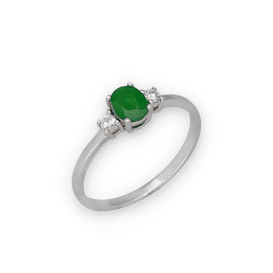 Anillo Mia en Oro 18K con Diamantes y Esmeralda