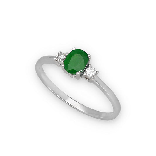 Anillo Mia en Oro 18K con Diamantes y Esmeralda