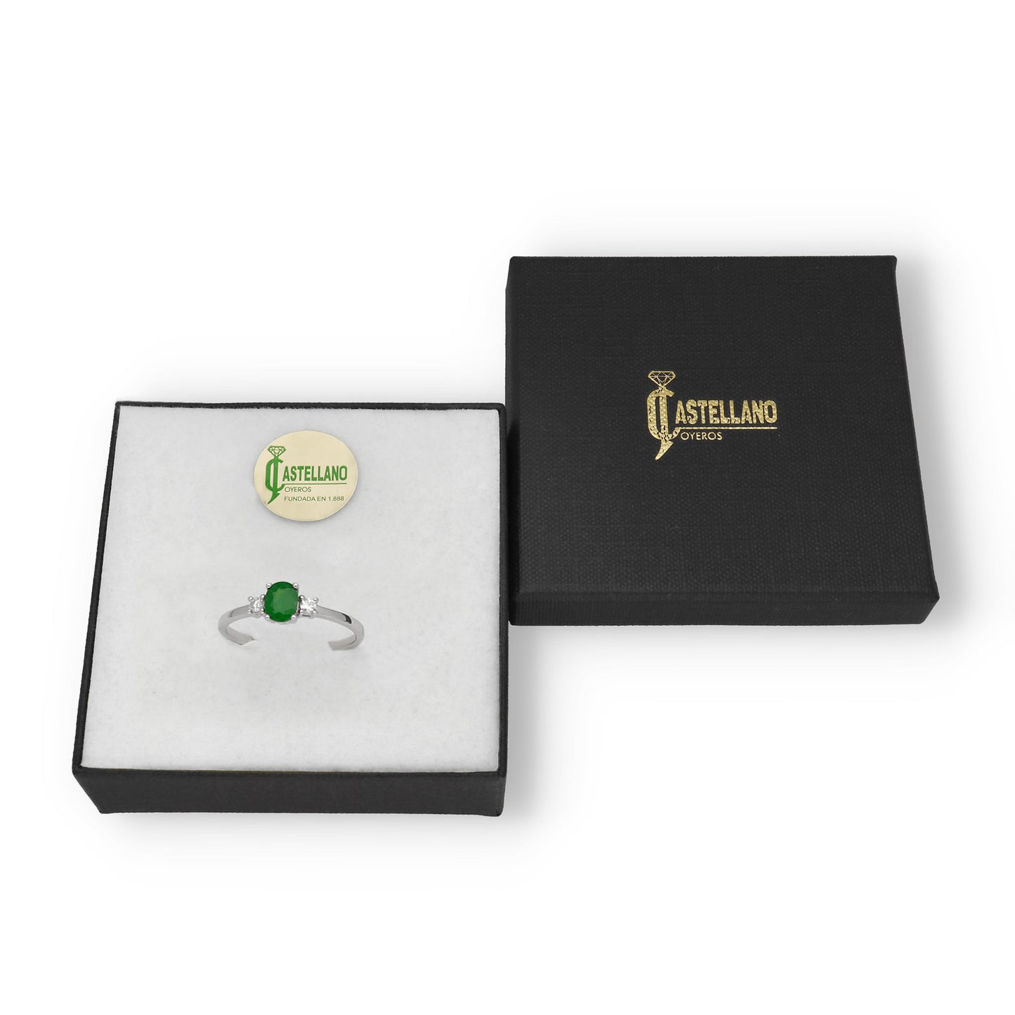 Anillo Mia en Oro 18K con Diamantes y Esmeralda