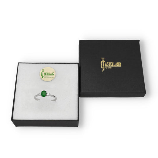 Anillo Mia en Oro 18K con Diamantes y Esmeralda