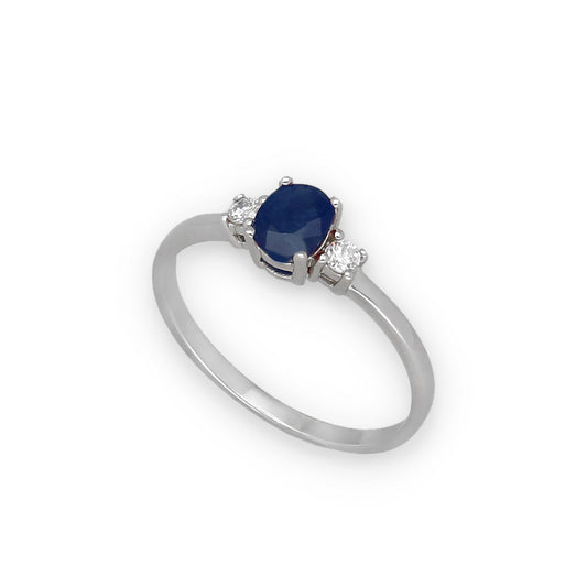 Anillo Mia en Oro 18K con Diamantes y Zafiro