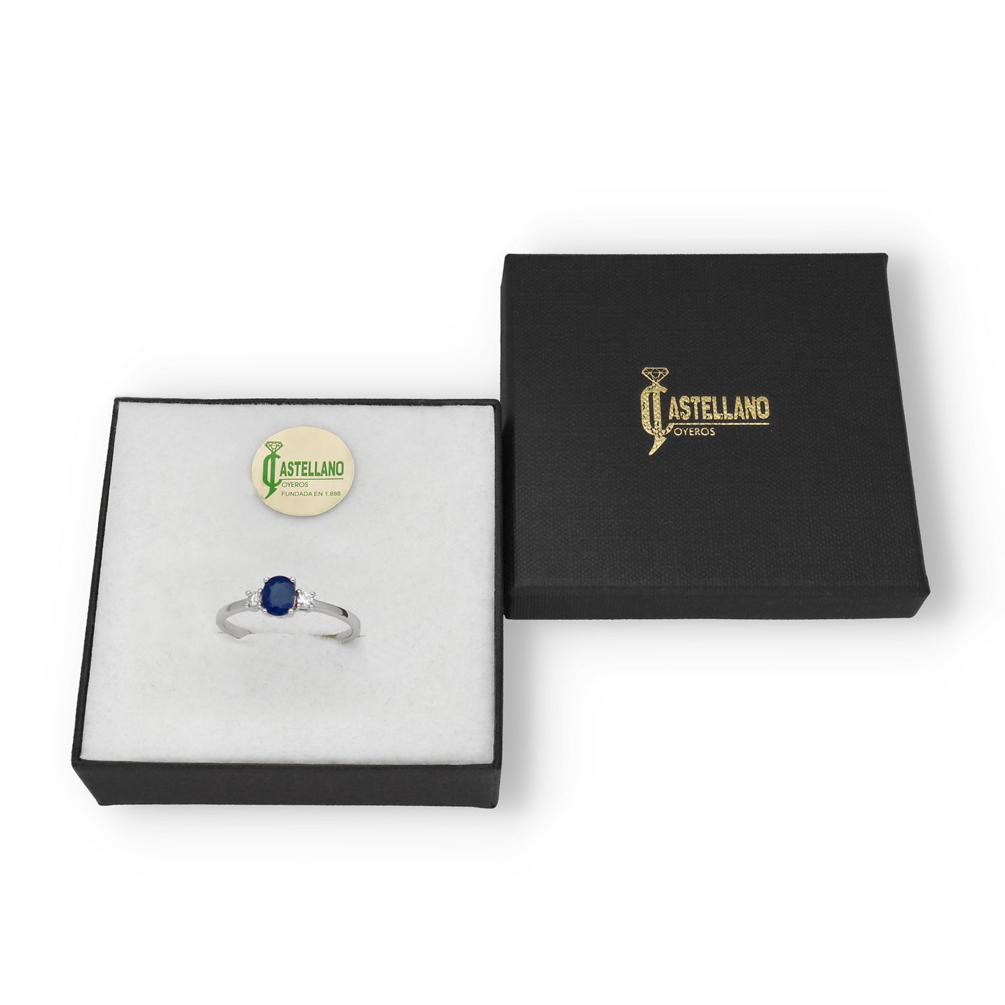 Anillo Mia en Oro 18K con Diamantes y Zafiro