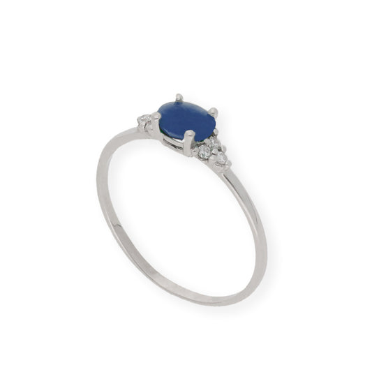 Anillo Diana Oro 18K con Zafiro y tréboles de Diamantes