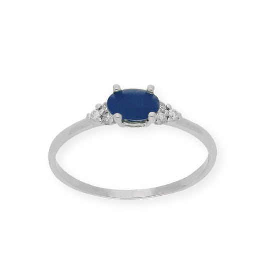 Anillo Diana Oro 18K con Zafiro y tréboles de Diamantes