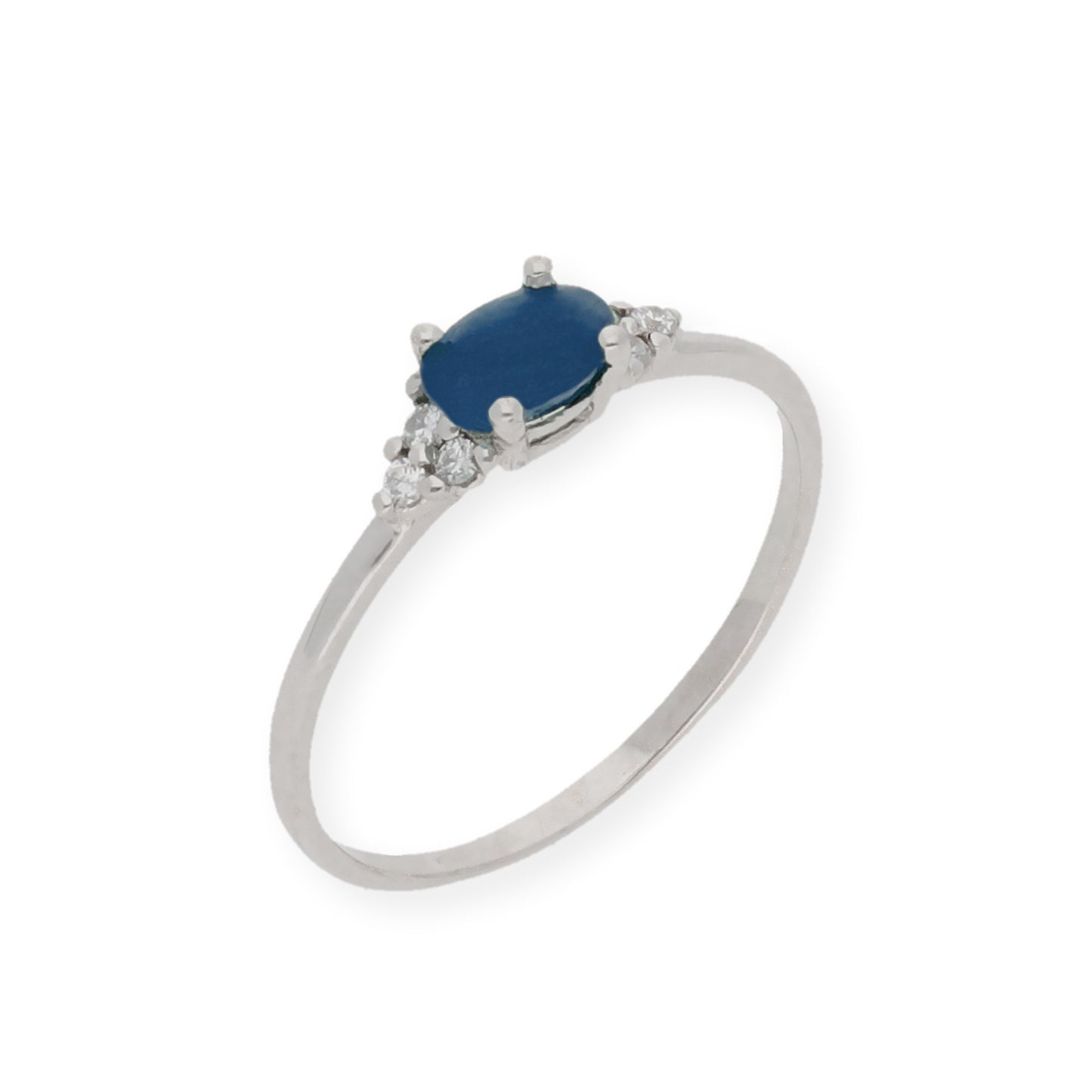 Anillo Diana Oro 18K con Zafiro y tréboles de Diamantes