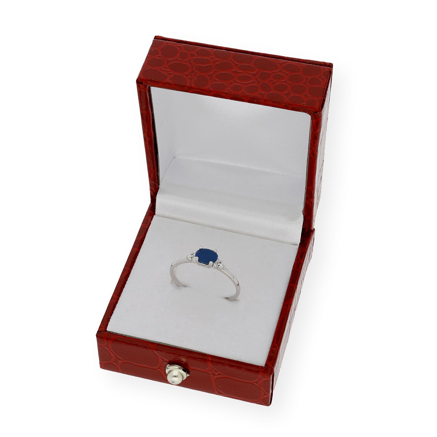 Anillo Diana Oro 18K con Zafiro y tréboles de Diamantes