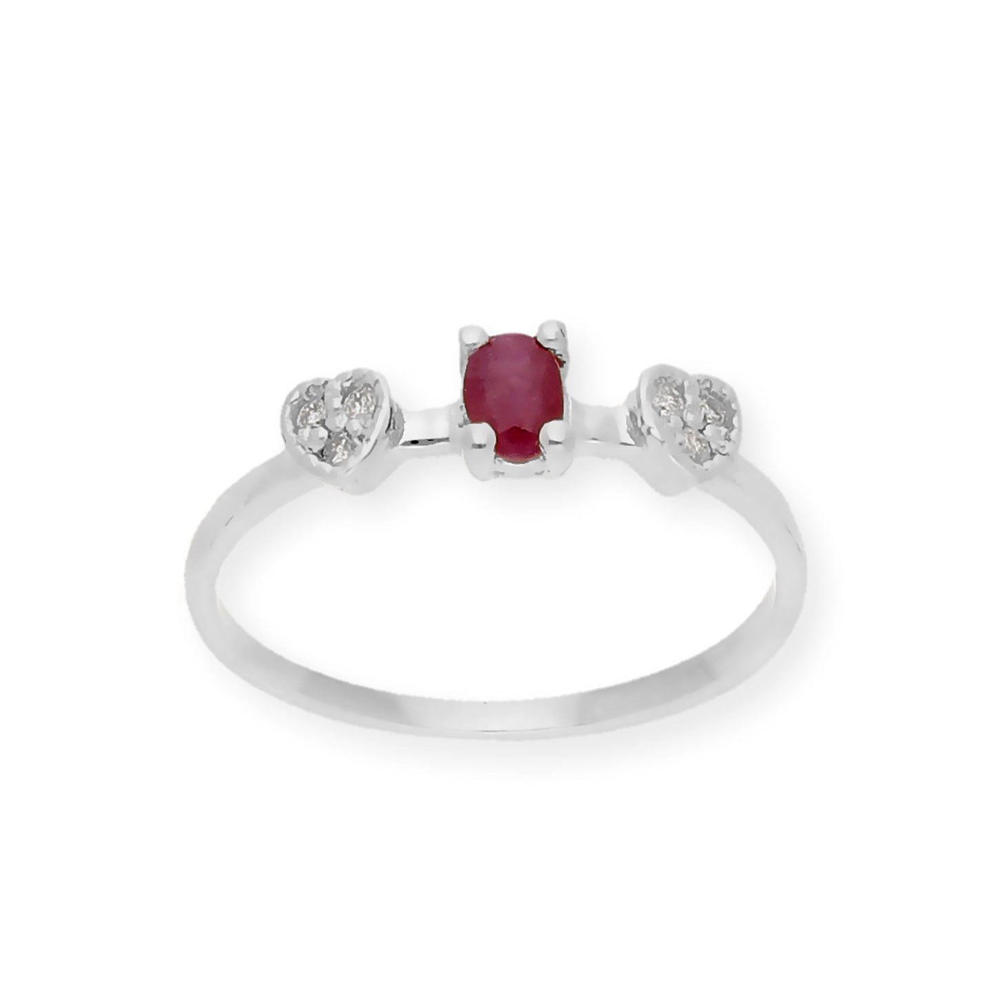 Anillo Elsa Oro Blanco 18K con Rubí y Diamantes