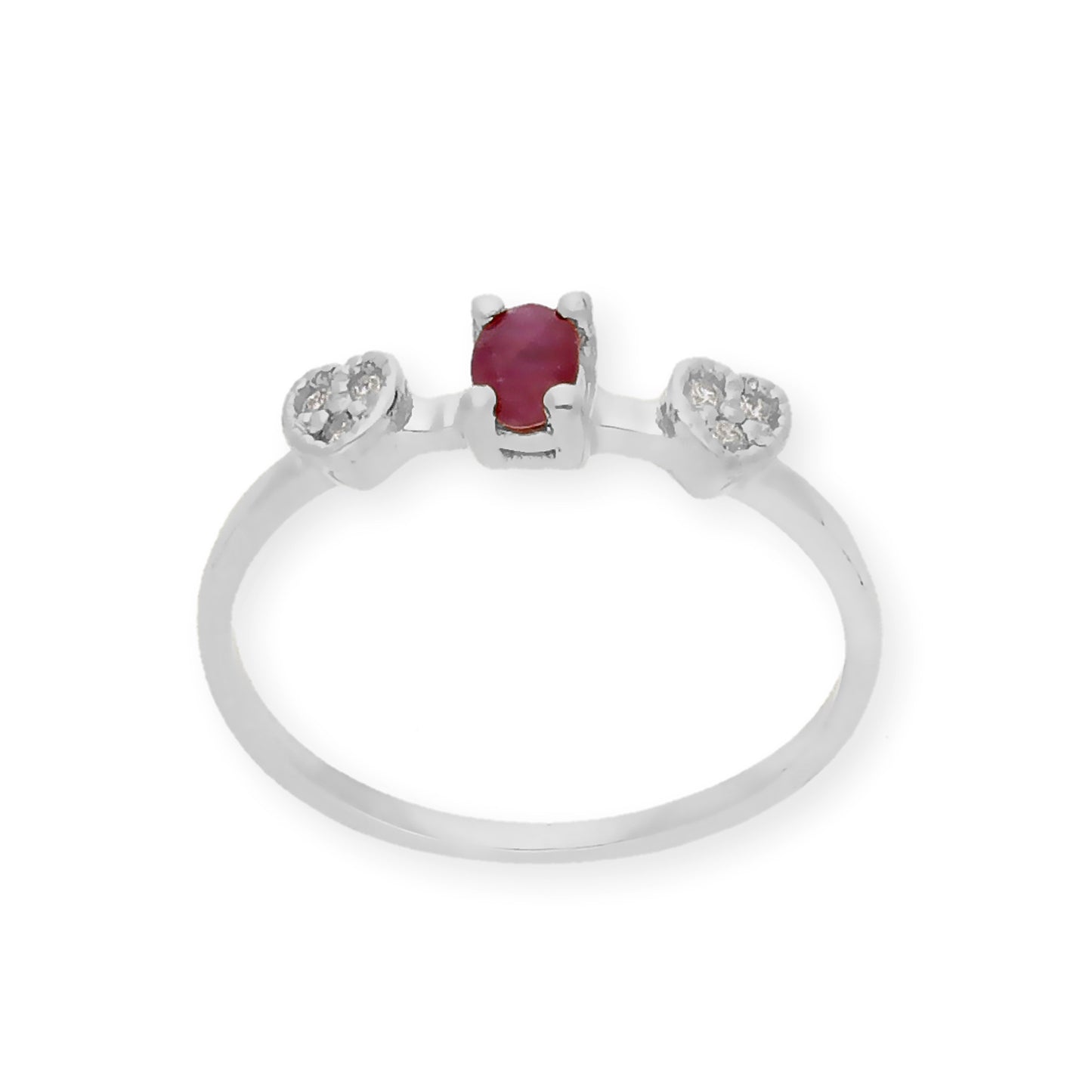 Anillo Elsa Oro Blanco 18K con Rubí y Diamantes