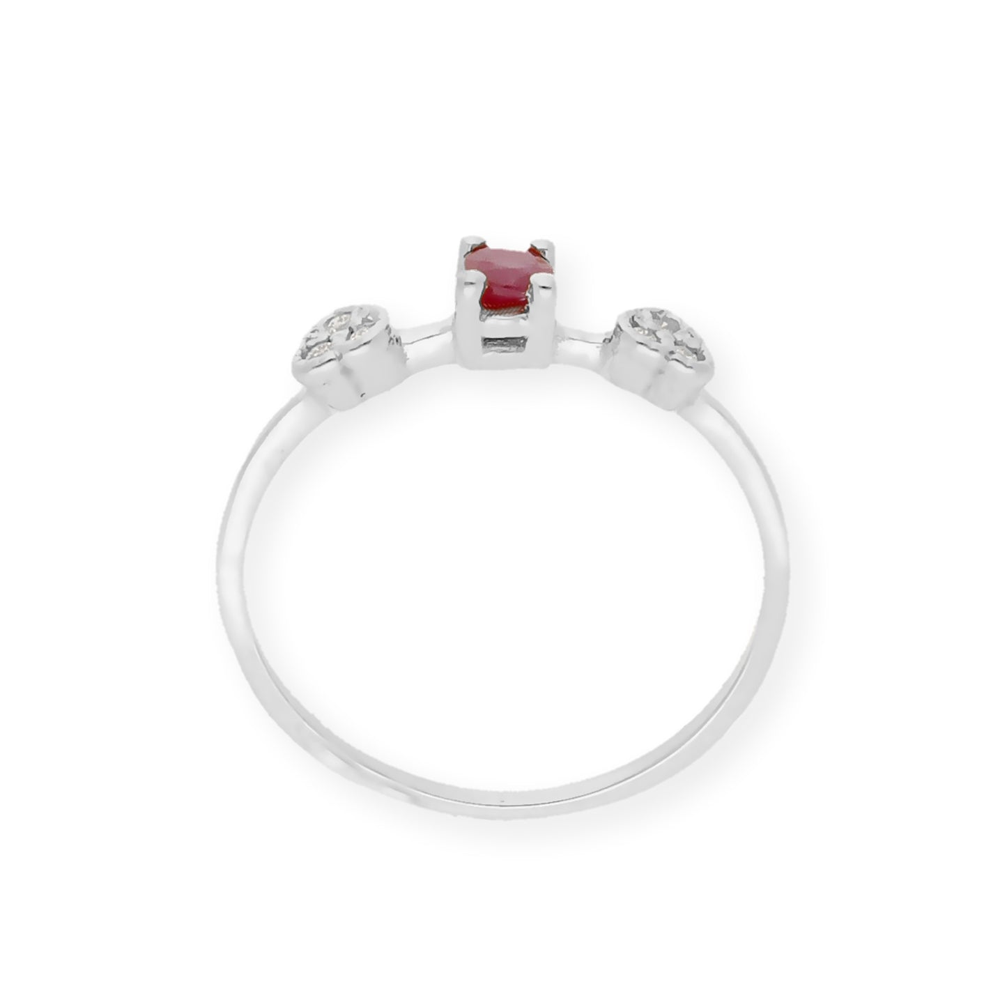 Anillo Elsa Oro Blanco 18K con Rubí y Diamantes