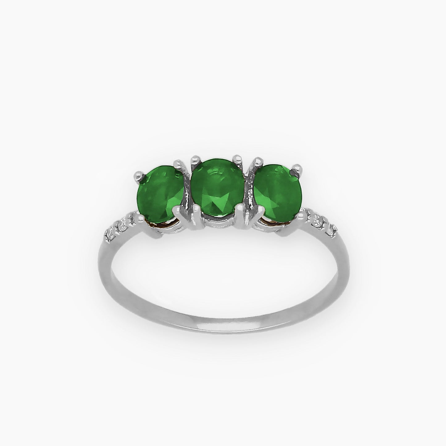 Anillo Lumina en Oro Blanco 18K con Esmeralda y Diamantes