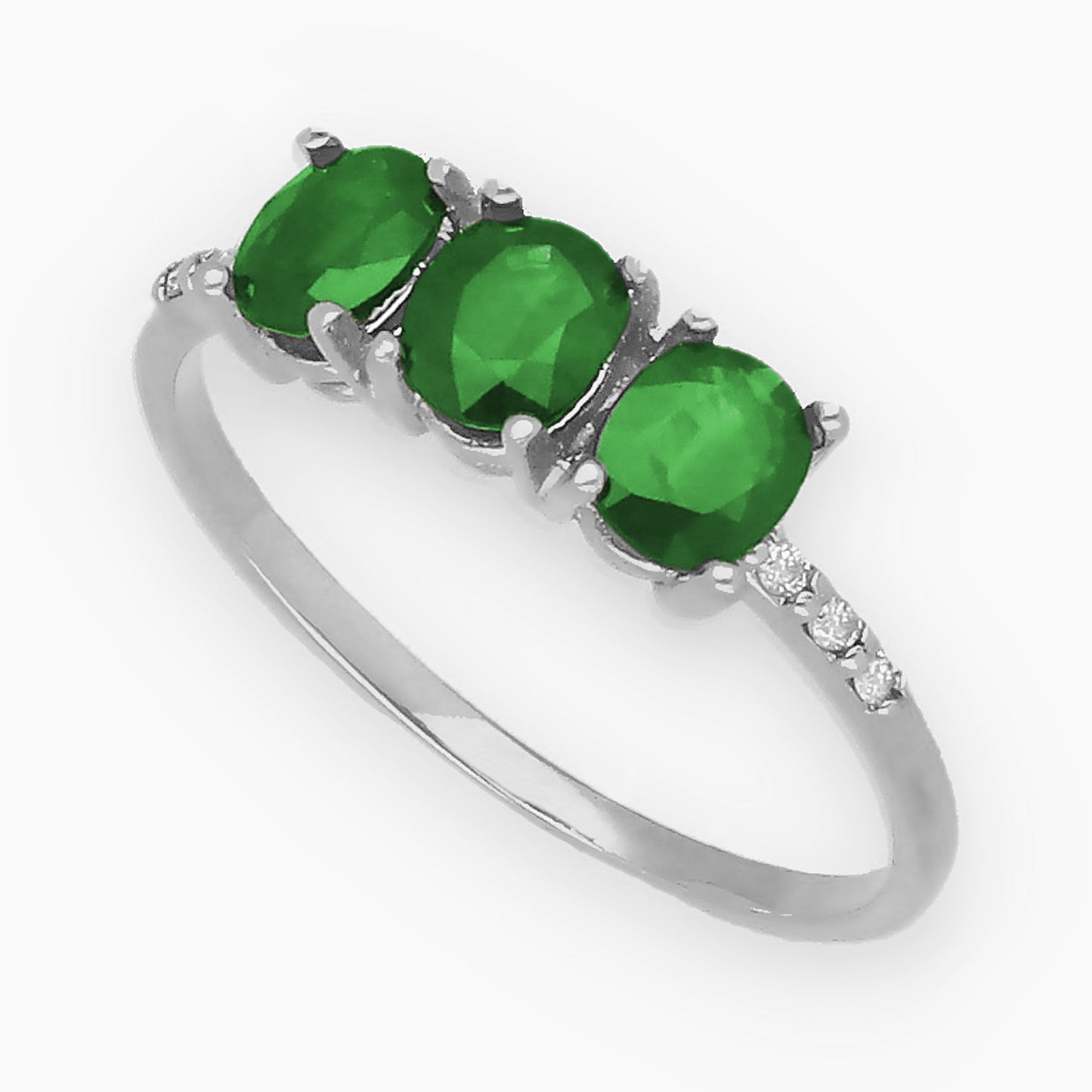 Anillo Lumina en Oro Blanco 18K con Esmeralda y Diamantes