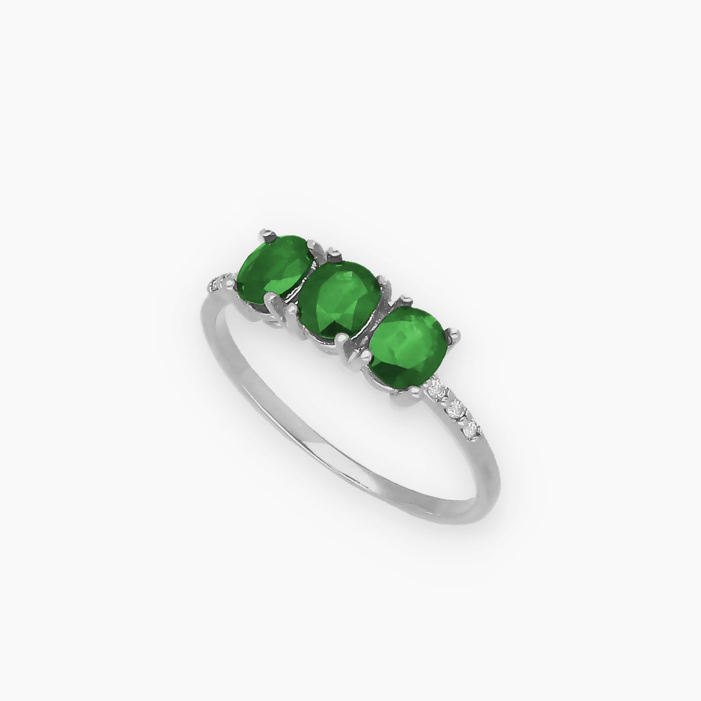 Anillo Lumina en Oro Blanco 18K con Esmeralda y Diamantes