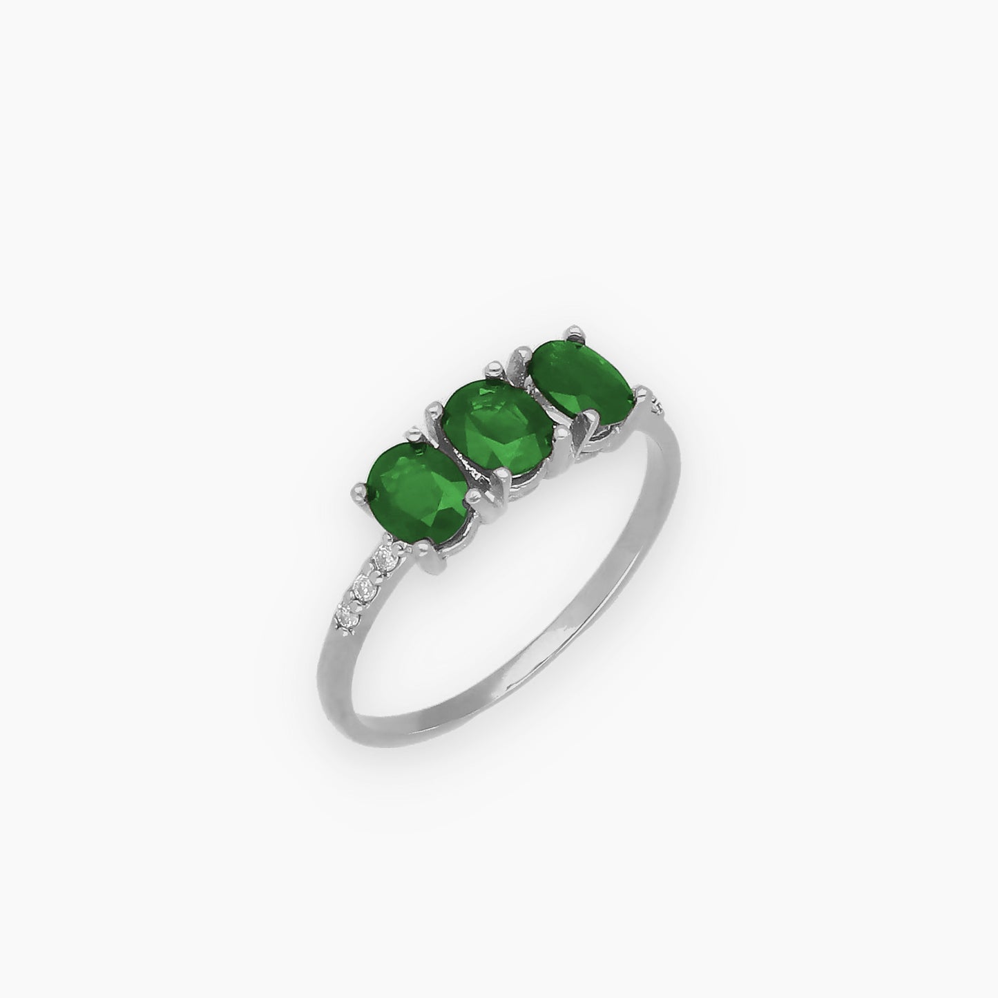 Anillo Lumina en Oro Blanco 18K con Esmeralda y Diamantes