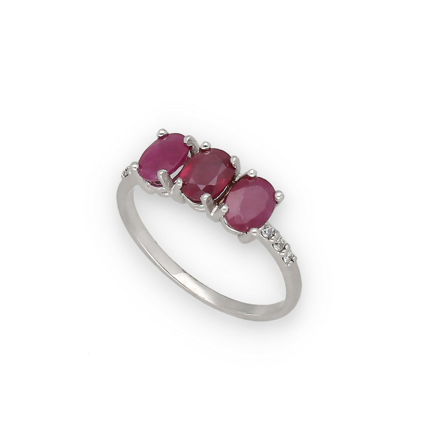 Anillo Lumina en Oro Blanco 18K con Rubíes y Diamantes