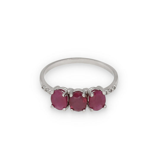 Anillo Lumina en Oro Blanco 18K con Rubíes y Diamantes