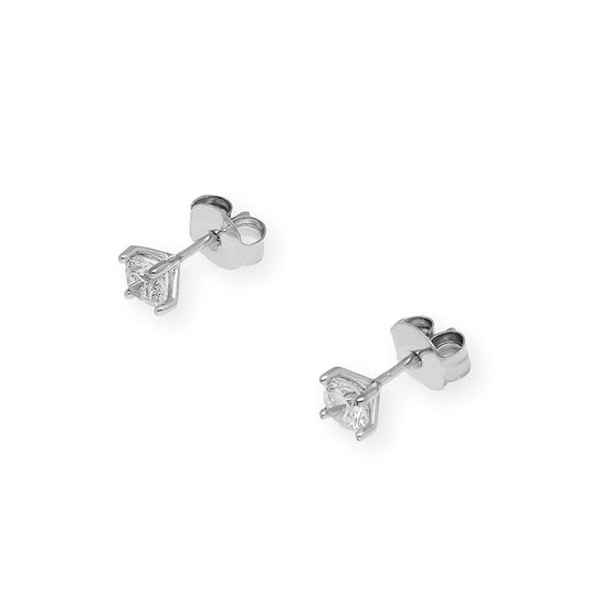 Pendientes de Compromiso con Diamantes Certificados y Oro Blanco 18k 4 Garras