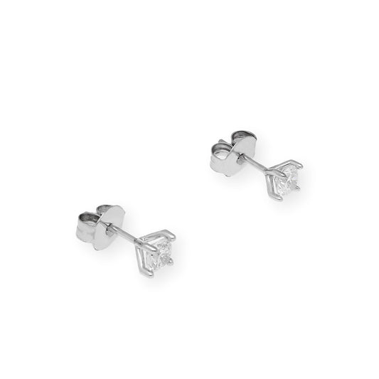 Pendientes de Compromiso con Diamantes Certificados y Oro Blanco 18k 4 Garras