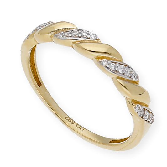 Anillo Cintia en Oro de Ley 18k combinado y Circonitas