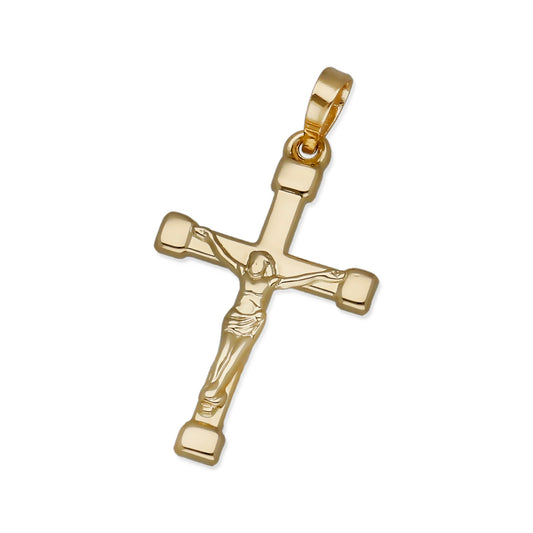 Colgante de Cruz con Remaches y Cristo en Oro de 18K