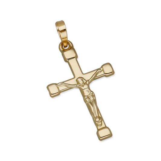 Colgante de Cruz con Remaches y Cristo en Oro de 18K