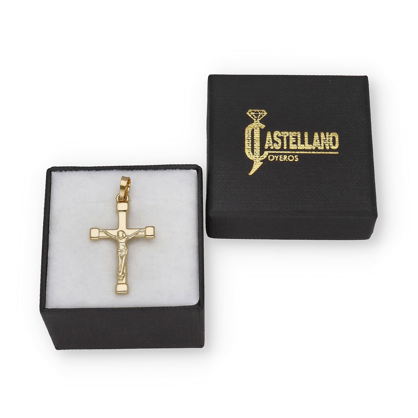 Colgante de Cruz con Remaches y Cristo en Oro de 18K