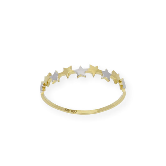 Anillo Estrellas en Oro 18k bicolor