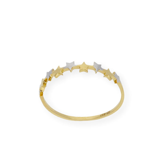 Anillo Estrellas en Oro 18k bicolor