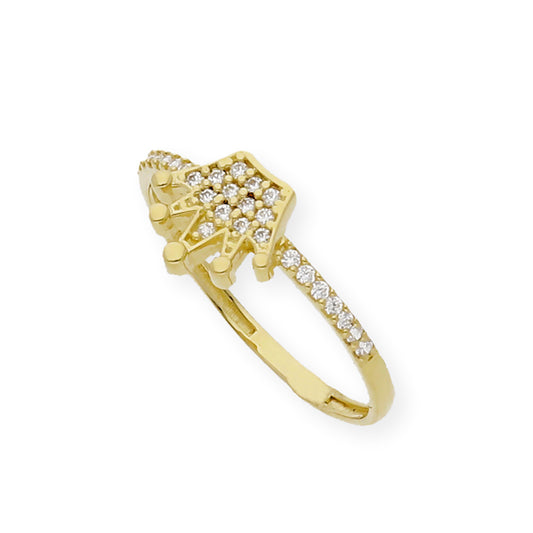 Anillo Corona en Oro 18k y Circonitas