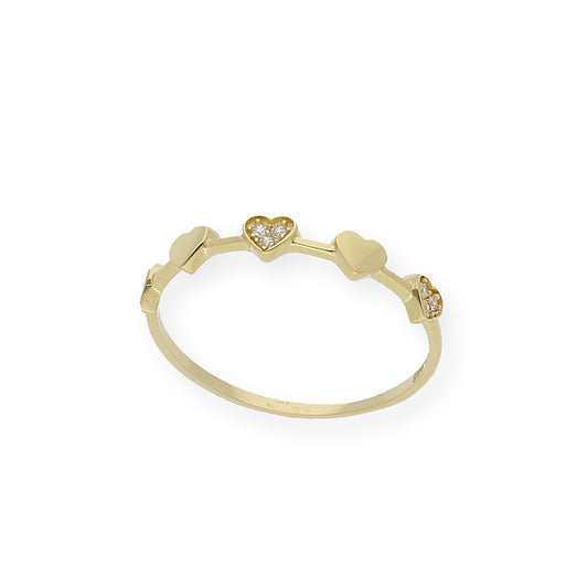 Anillo Corazón de Ópalo en Oro 18k y Circonitas