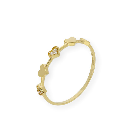 Anillo Corazón de Ópalo en Oro 18k y Circonitas