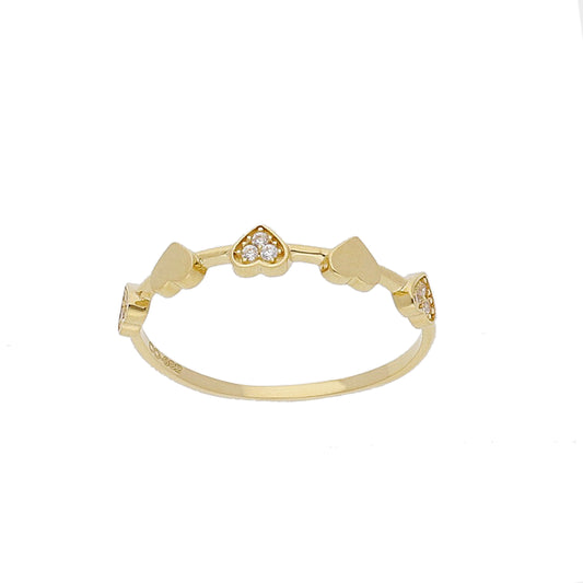 Anillo Corazón de Ópalo en Oro 18k y Circonitas