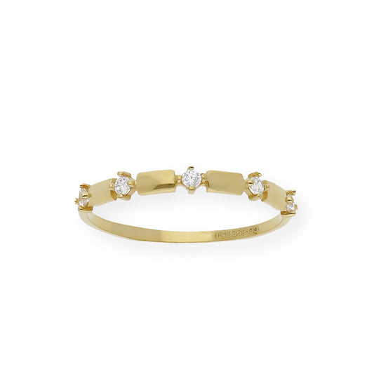 Anillo Catalina Media Alianza den Oro 18k y Circonitas en Garra