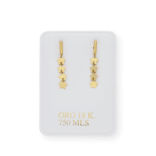 Pendientes de Barra y Estrellas en Oro 18k