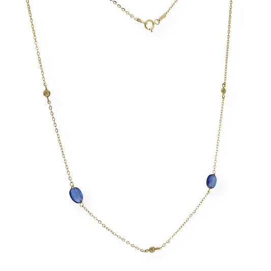 Collar con Zafiros y Diamantes en Oro 18k