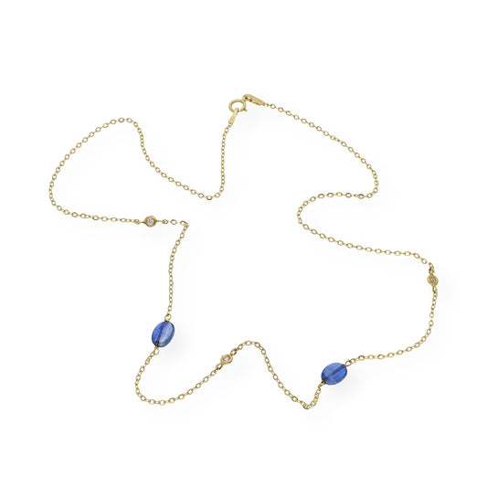Collar con Zafiros y Diamantes en Oro 18k