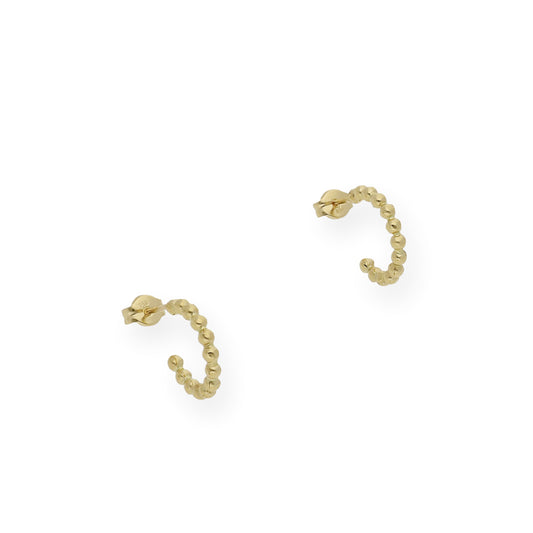 Pendientes de Aro y Mini Bolas en Oro 18k
